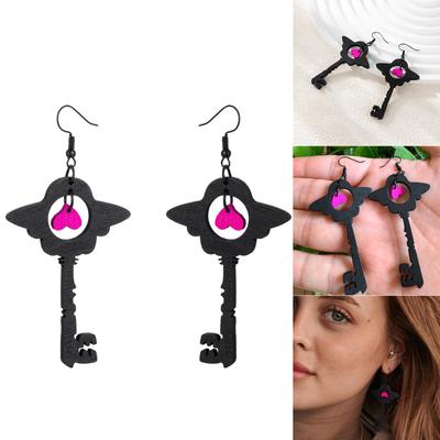 1 Pair Unique Heart Key Earrings Acrylic Drop Earrings Cosplay Ear Jewelry Acrylic Texture Suitable for Party Daily Wear