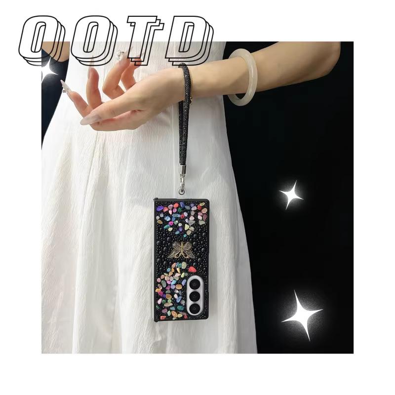 Applicable to Samsung ZFold7 mobile phone case folding screen ZFold6 flash diamond pearl W26 butterfly W24 protective case
