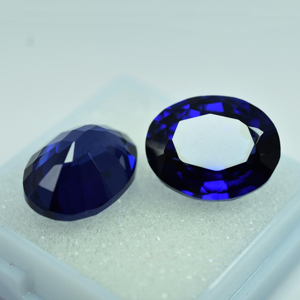 18.60 Ct Natural Blue Sapphire Certified Pair Gemstones Oval Cut Making Jewelry