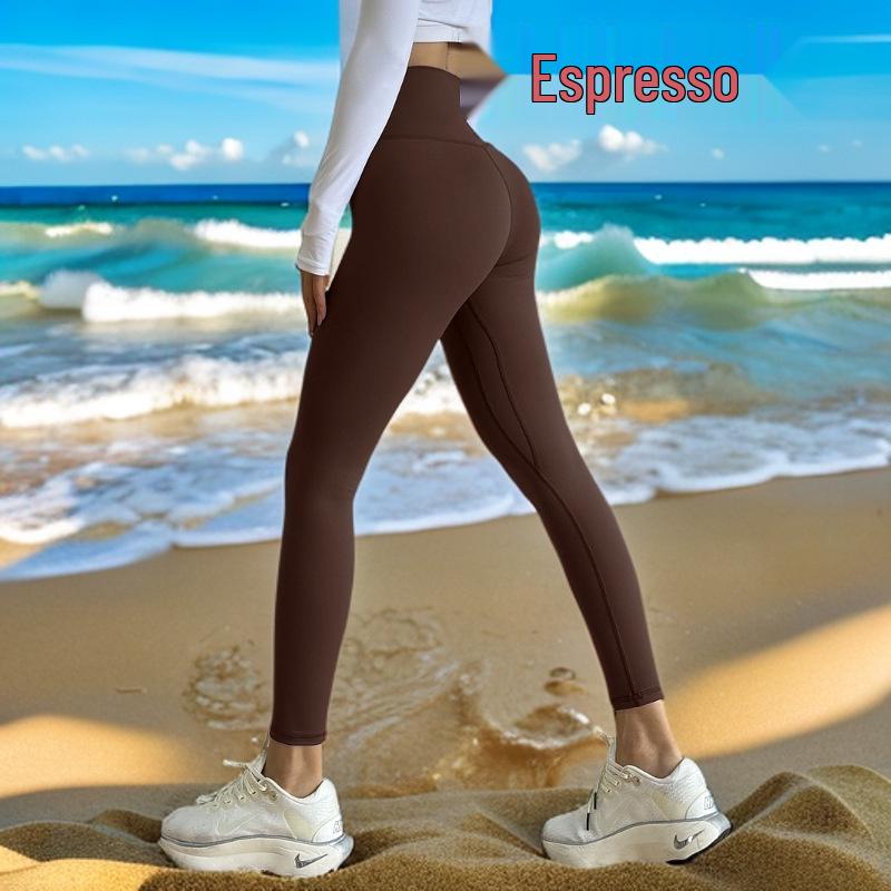 Seamless Zero-Feel Yoga Pants: High-Waisted, Bare-Skin Comfort, Back Pocket, Peach Butt Lift, Tight-Fit for Running and Fitness.