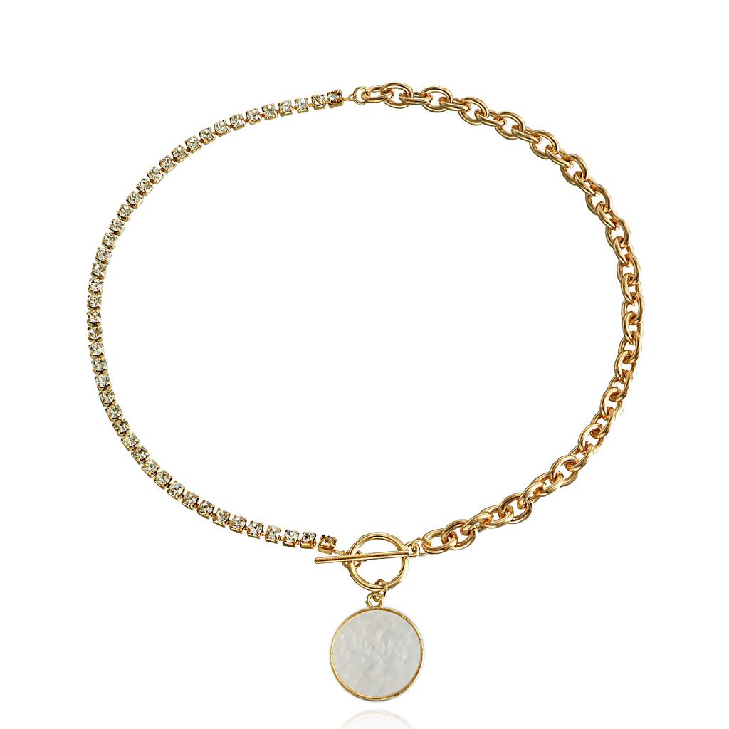 Niche Design High-end Splicing Chain Imitation Fritillary Pendant Necklace Women's Cold Wind OT Buckle Pearl Necklace