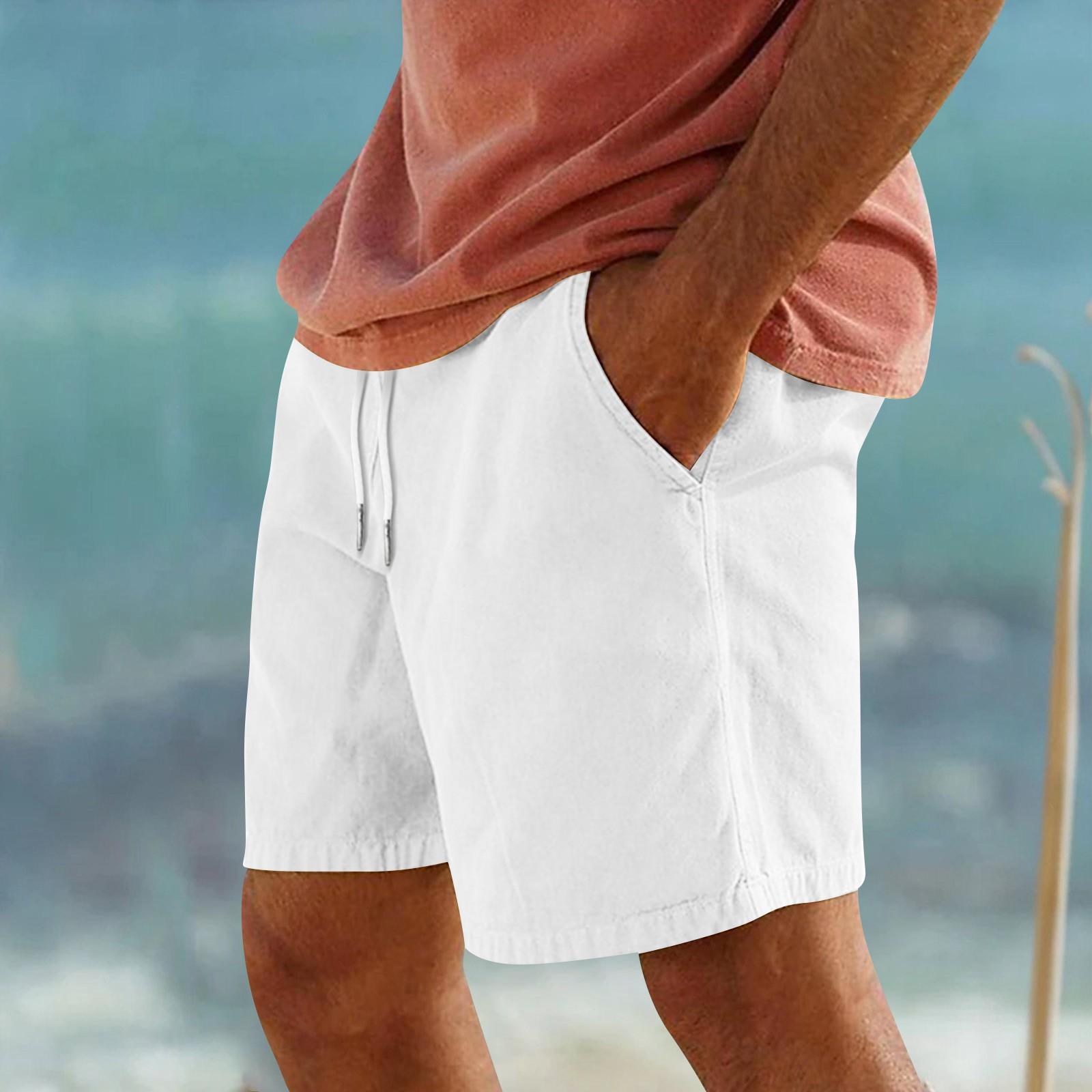 Мужские спортивные хлопковые льняные повседневные свободные шорты Повседневные пижамы — фото 7