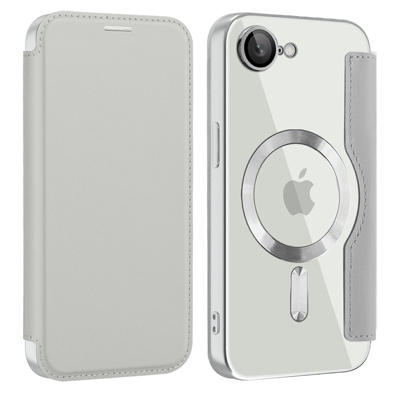 

Чехол для iPhone 16e, совместимый с кожаным чехлом MagSafe RFID Blocking Phone Cover Titanium Grey