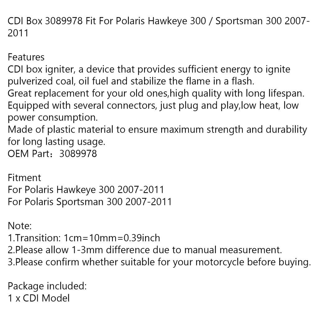 CDI Box 3089978 For Polaris Hawkeye 300 / Sportsman 300 2007-2011
