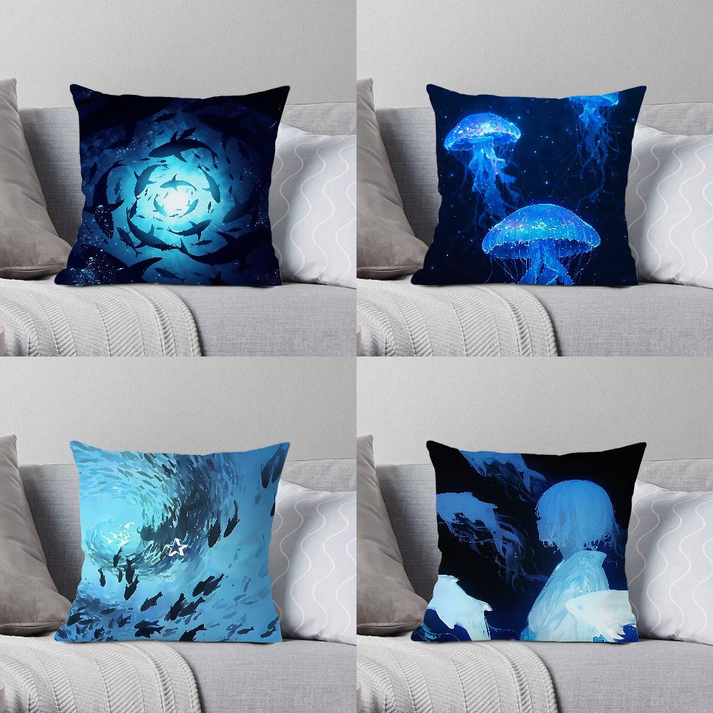 Quiet And Ethereal Blue Customizable Square Pillowcases Stylish And Soft Perfect For Beds Cars And Sofas