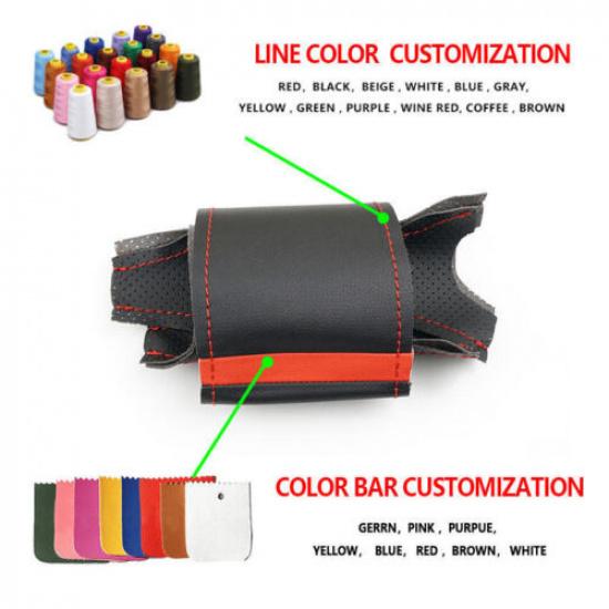 Black Leather Red Bar Steering Wheel Cover For Honda Fit Jazz City 09-13 ight