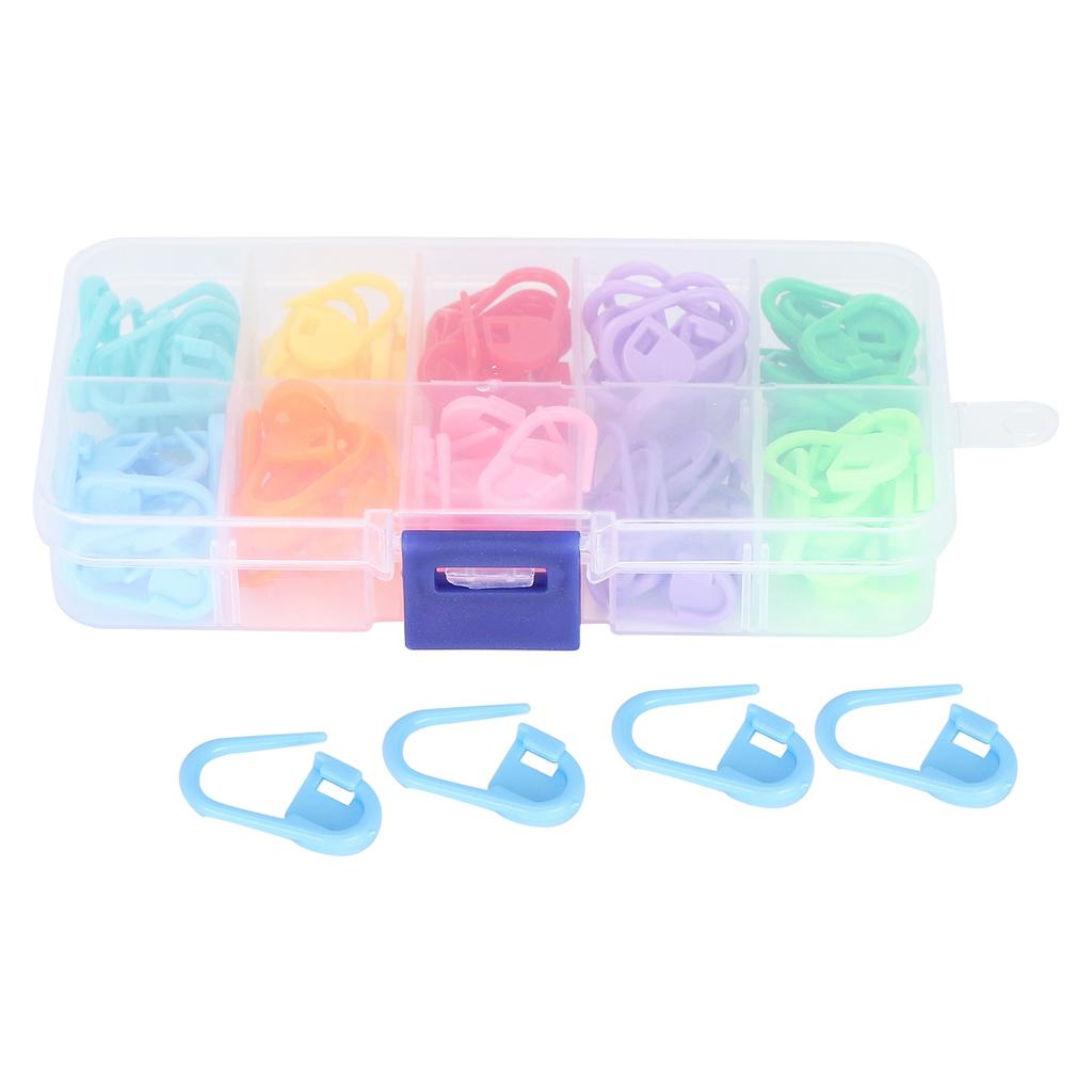 100Pcs Knitting Stitch Marker Counter Crochet Locking Needle Clip with Storage Case 10 Colors