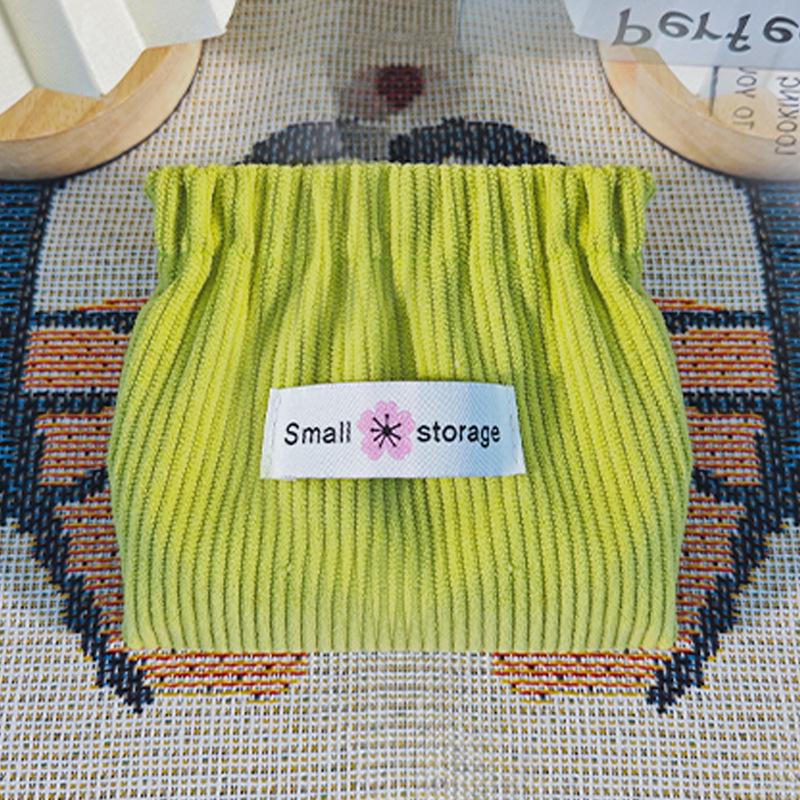 Corduroy Snap Earphone & Coin Pouch - Self-Closing Storage Bag for Data Cables