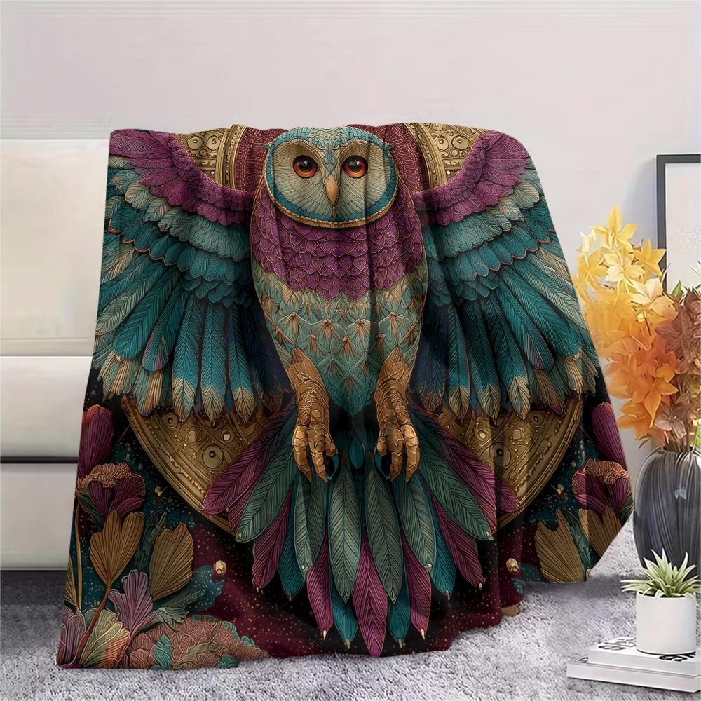 Winged Owl  Print Flannel Blanket, High Quality Comfortable for All Seasons, Home Decor, Warmth and Comfort