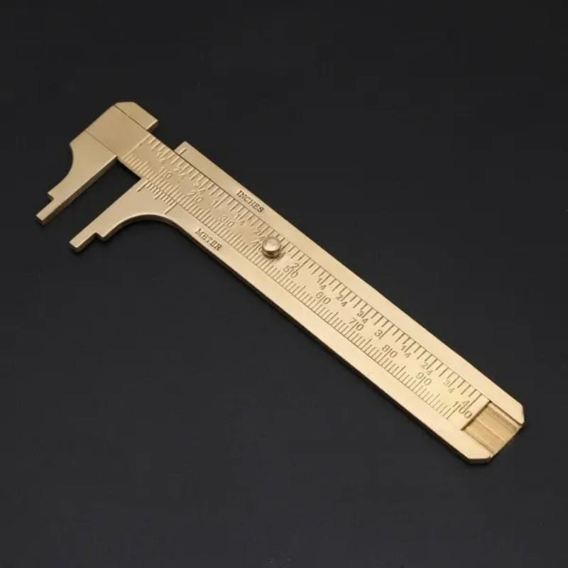 

Brass Caliper Portable Mini Vernier Ruler Antique Measuring Tool Vintage Cultural Relic Delicate Measuring Ruler Practical Tools