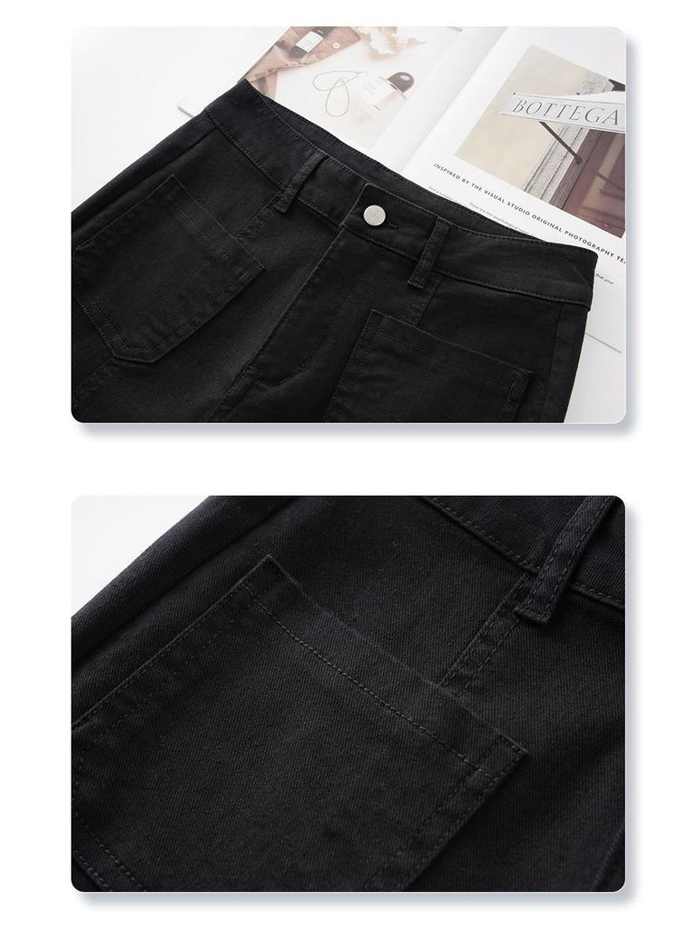 Women's 2025 Spring Black High Waist Straight & Wide Leg Retro Jeans