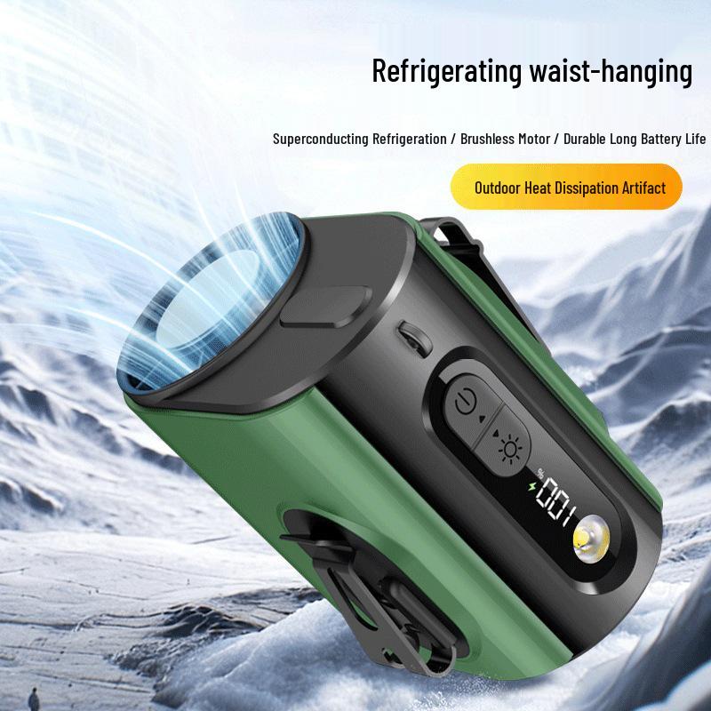 2026 Portable Cross-Body Waist Fan with LED Light - Long-Lasting, Clip-On Outdoor Fan
