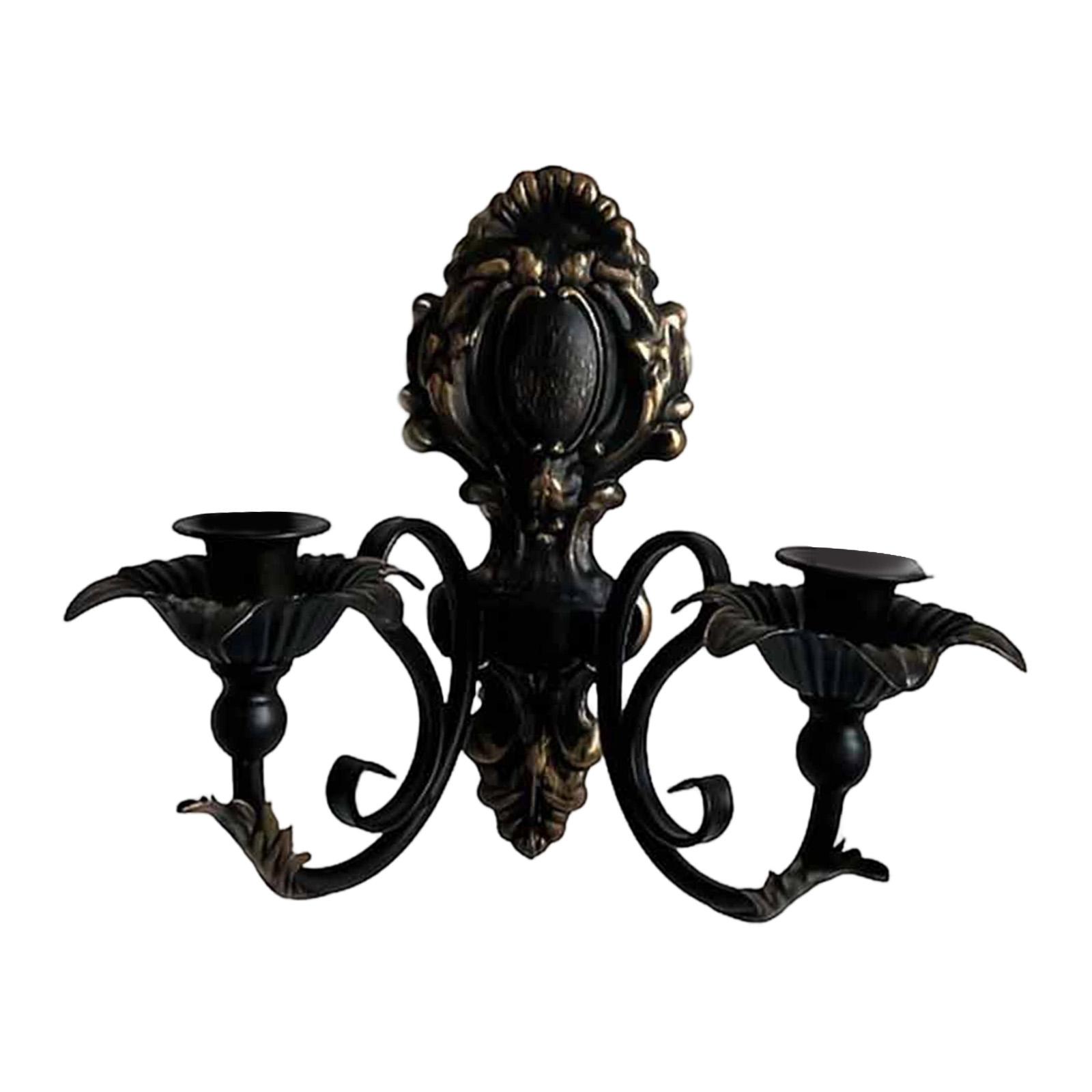 

Wall Candlestick Holder Wall Art Metal Candleholder for Bedroom Bar Home чёрный
