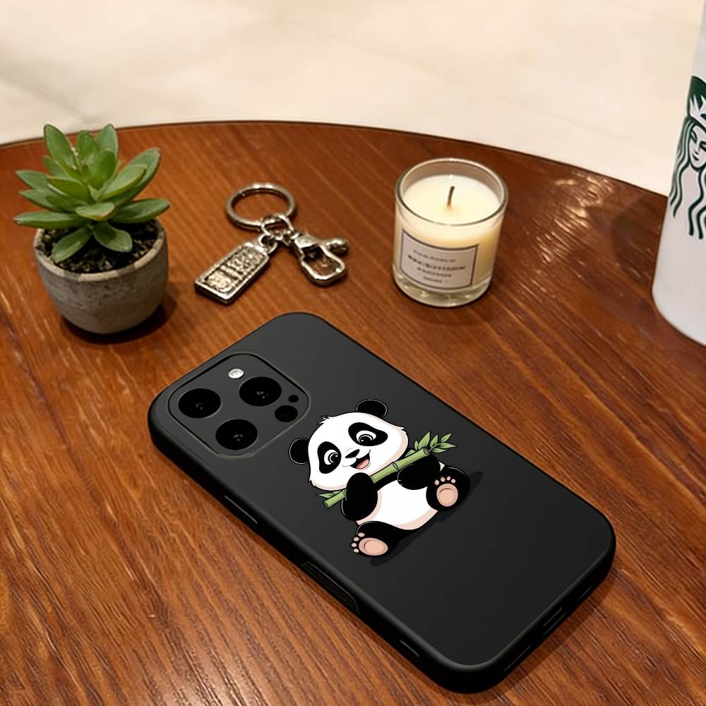 Baby Panda Phone Case For iPhone 17, 16,15,14,13,12,11 Plus,Pro Max, Others Soft Black Cover