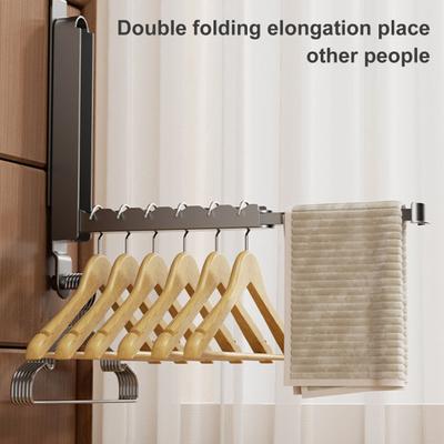 Folding Clothes Drying Rack Rustproof Corrosion Resistant Strong Load-bearing Easy To Install Laundry Hanging Hook Coat Rack with 6 Groves