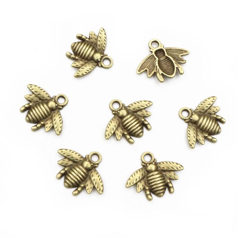 30pcs Bee Charms 20x16mm Tibetan Silver Plated Bronze Gold Pendants Antique Jewelry Making DIY Handmade Craft