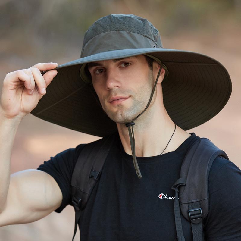 Klassischer Flacher Sonnenhut Mit Großem Schirm Und Sonnenschutz Für Herren Sommerliche Outdoor-Kleidung