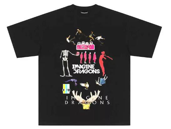 Imagine Dragons band T-shirt - American rock, pure cotton, loose-fitting short sleeves, trendy fashion S разноцветный