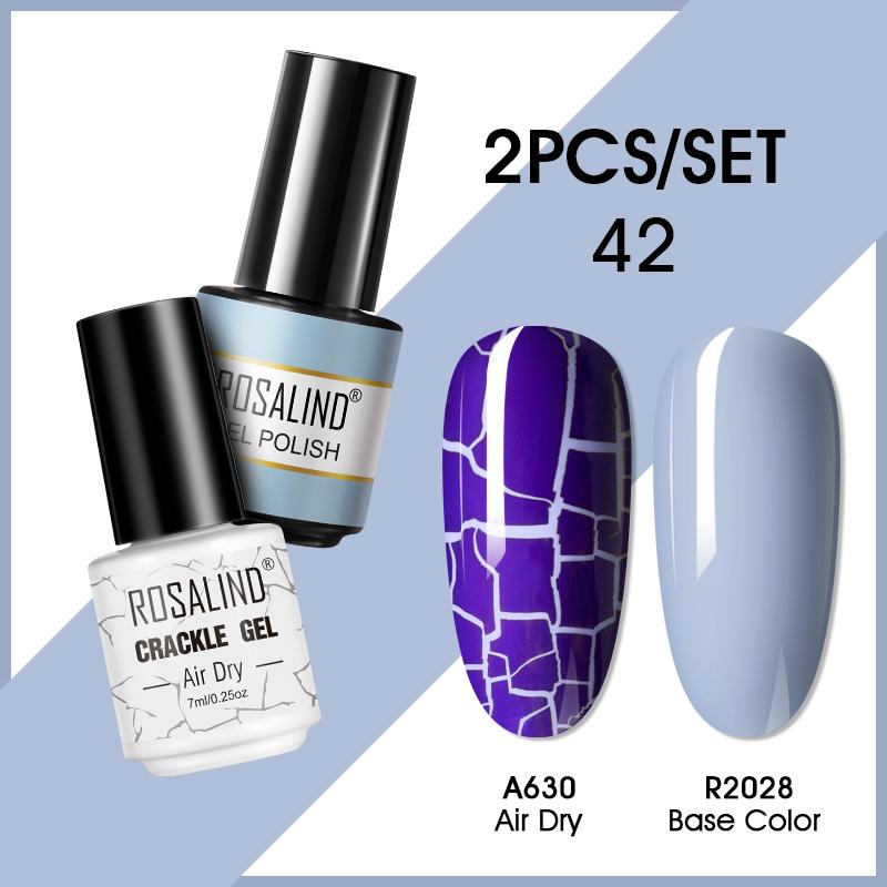 ROSALIND 7ml Nagelgel Nagellack Cracked Gel Semi-Permanent Esmalte Hybrid Lack UV Nagelkleber Nagellack Primer Matt 2er Set
