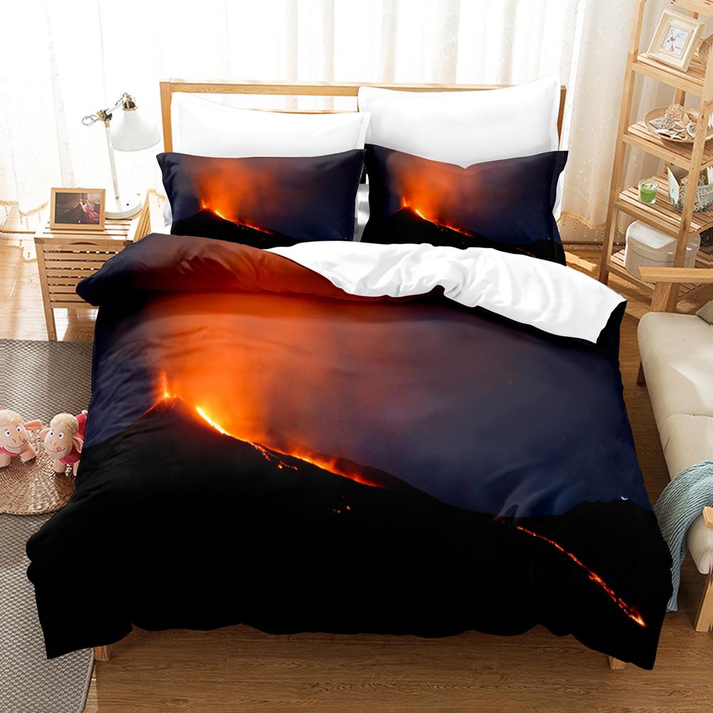 Volcanic Beding Set Single Twin Ful Quen King-Sized Dimensionsd Dimensions Desert Bed Linen Set Aldult Kid Bedrom Thre-piece Suits 3D Print Men