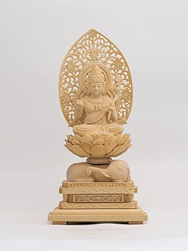 Sitzende Holz-Buddha-Statue des Fugen-Bodhisattva, 22,5 cm (hölzern: Zypresse) - Schutzgottheit des chinesischen Tierkreises für diejenigen, die in den Jahren des D geboren wurden