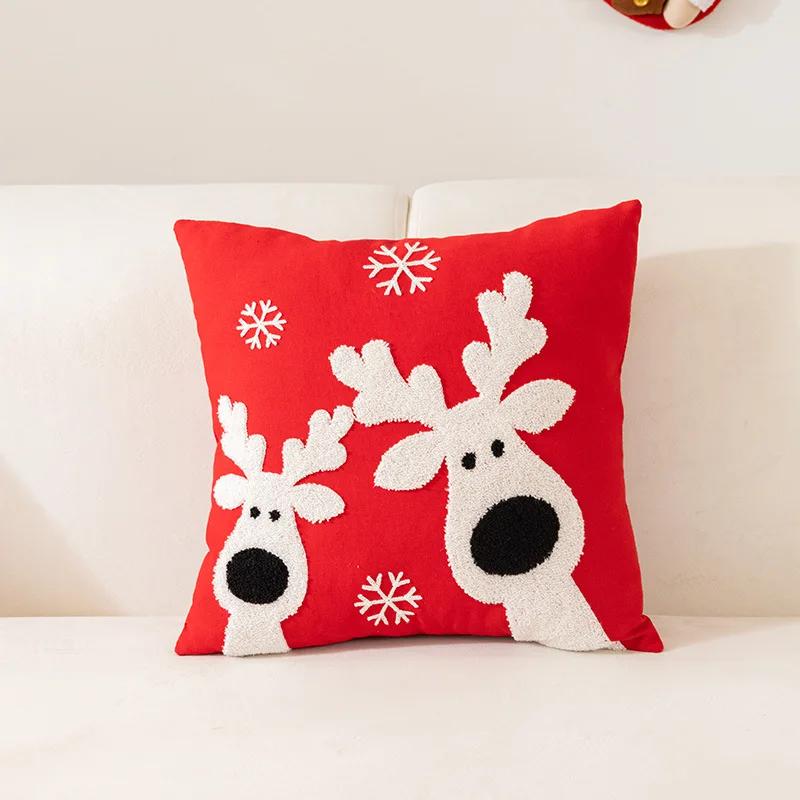 Towel Embroidery Christmas Pillowcase Home Living Room Sofa Cushion Pillowcase Home Christmas Decoration