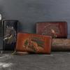 Echtes Leder Geldbörse, Retro Mehrschlitz-Tasche, Geprägte Clutch mit großem Fassungsvermögen