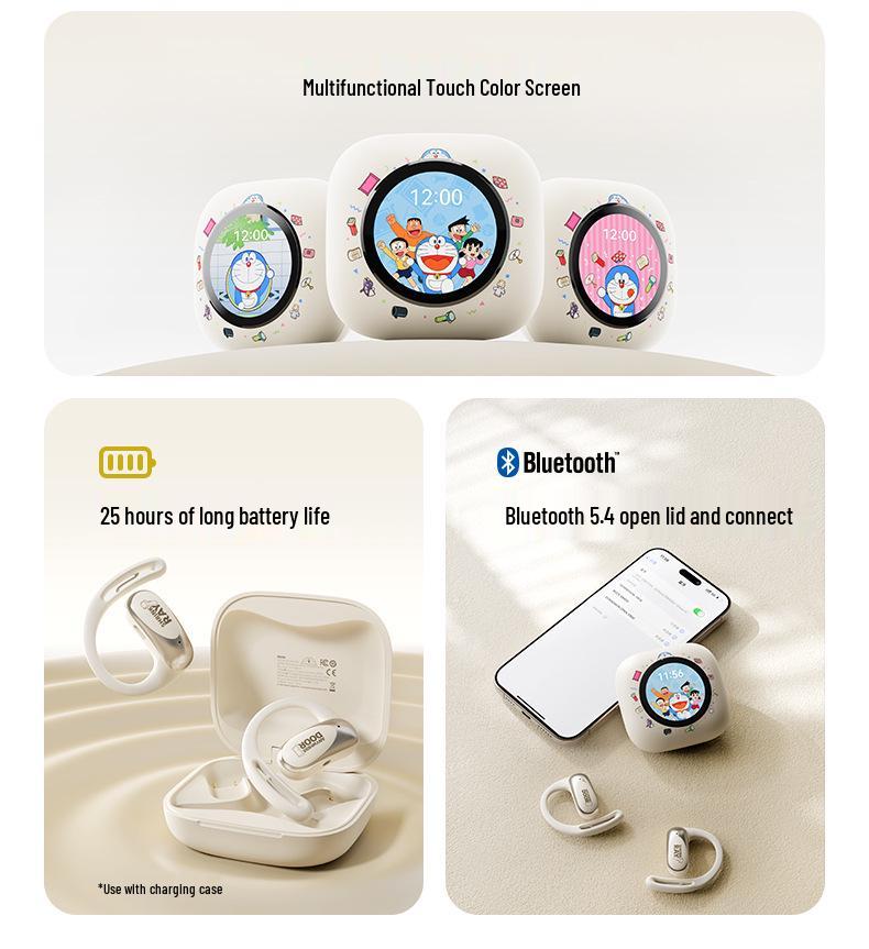Crayon Shin-chan X918 Smart Touch Bluetooth Earphones with Noise Reduction & Color Screen