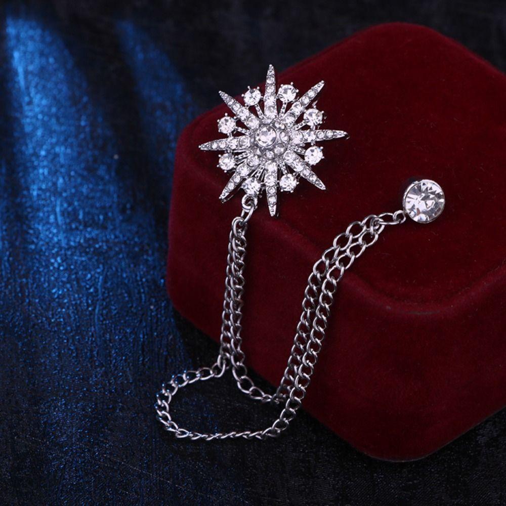 Zinc Zinc Alloy Men Brooch Tassel Chain Suit Collar Pin Exquisite Suit Lapel Pin Ceremony Banquet