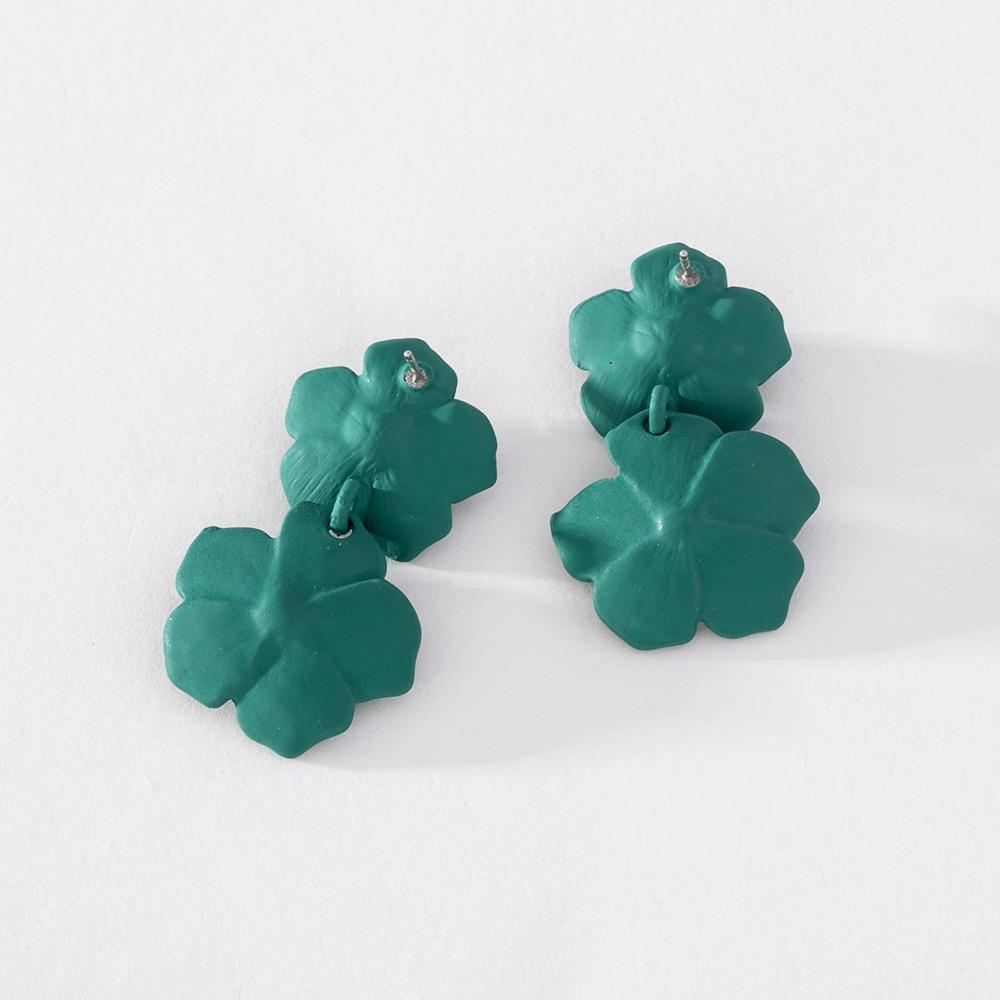 Fashion Sweet Colorful Multilayer Flower Drop Earrings Simple Alloy Lacquer Earrings for Women Jewelry Gifts PD722
