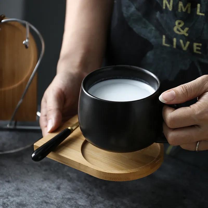 Black Ceramic Milk Mug Nordic Style Luxury Black Matte Frosted Coffee Mug Office Mug Drinkware Kitchen Tool Household Supplies