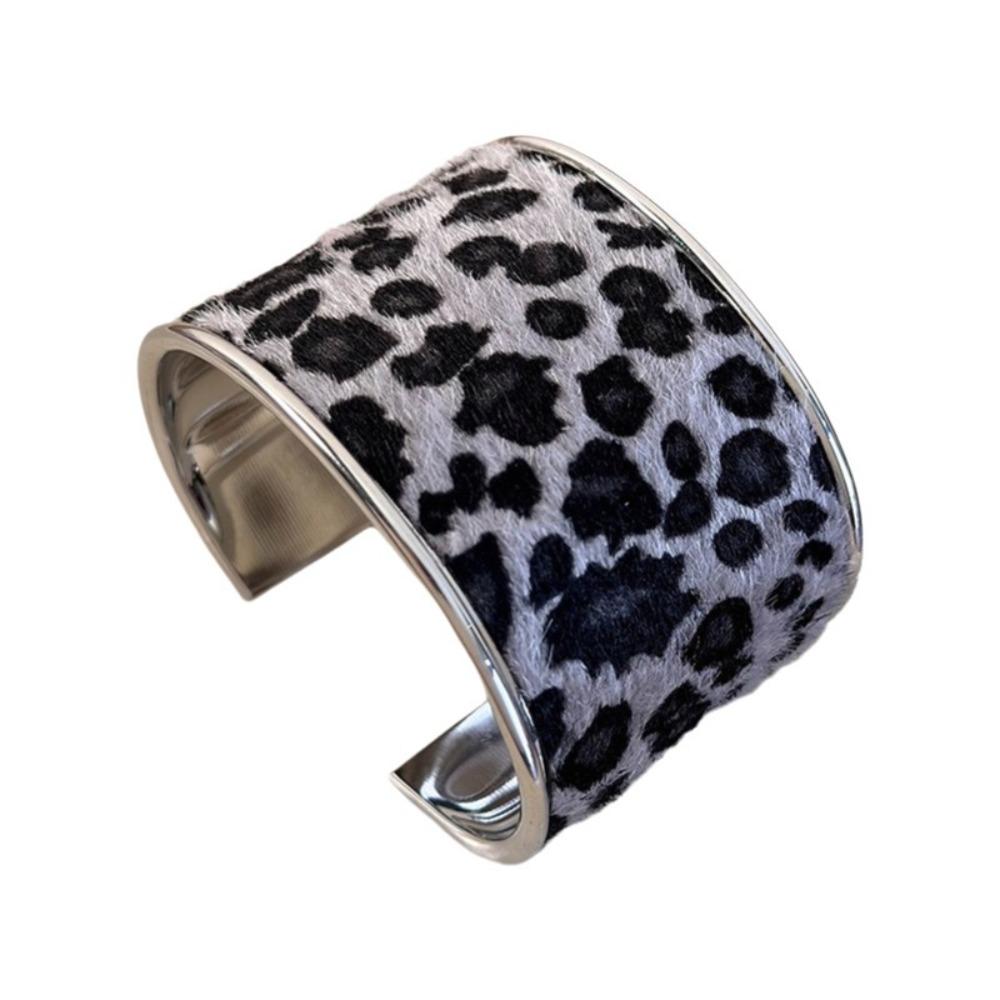 Metal Wide Bangle Leopard Print Bangles Alloy Jewelry Wide Cuff Bracelets  American Style