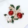 European-American Fashion Enamel Pomegranate Brooch with Rhinestones