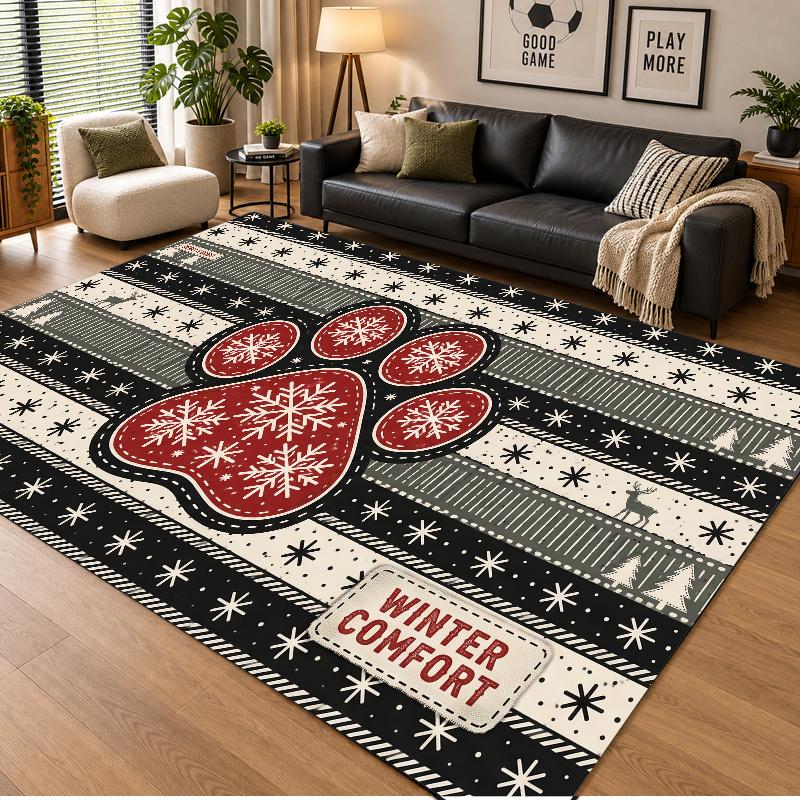 Christmas Theme Floor Carpet, Soft Area Rug, Xmas Indoor Home Holiday Decoration