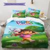 Explorer Dora Pattern Bedding Set Quilt Cover Pillowcase Home Decor Gift (1 * Duvet Cover + 2 * Pillowcase, Without Core)