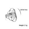 Teamer Hollow Flower of Life Women's Rings Adjustable Stainless Steel Open Rings Wedding Anniversary Jewelry Mother Day Gift