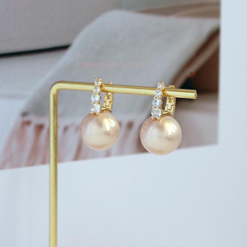 2024 Hot Pink Pearl Stud Earrings - Women's Niche High-End French Design