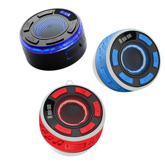 IPX7 Waterproof Shower Speaker with RGB Light LED Display Detachable Suction Cup Stereo Sound Bathroom Bluetooth-compatible Wireless Speaker
