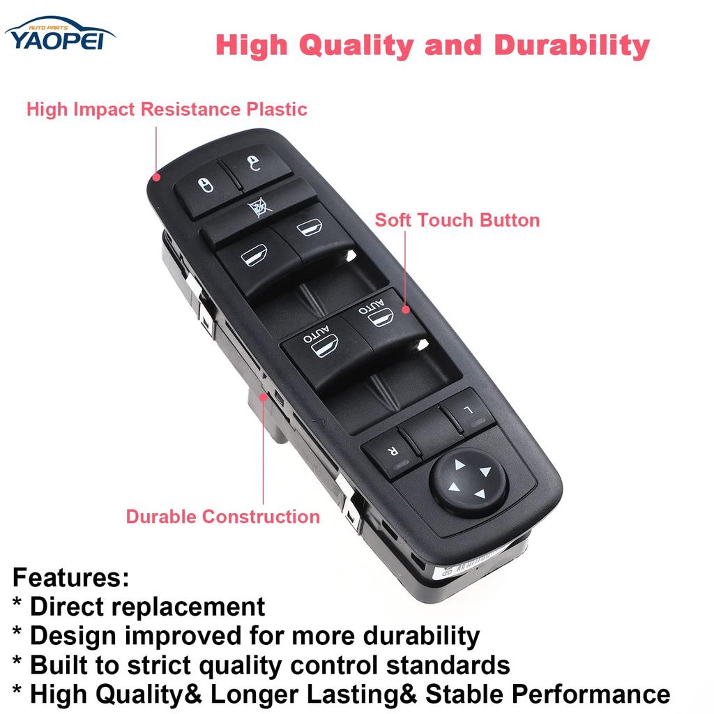 Master Power Window Switch Left Driver Side For Chrysler Town & Country 2012-2016, Dodge Grand Caravan 2012 2013 2014 2015 2016 2017 2018  For Ram