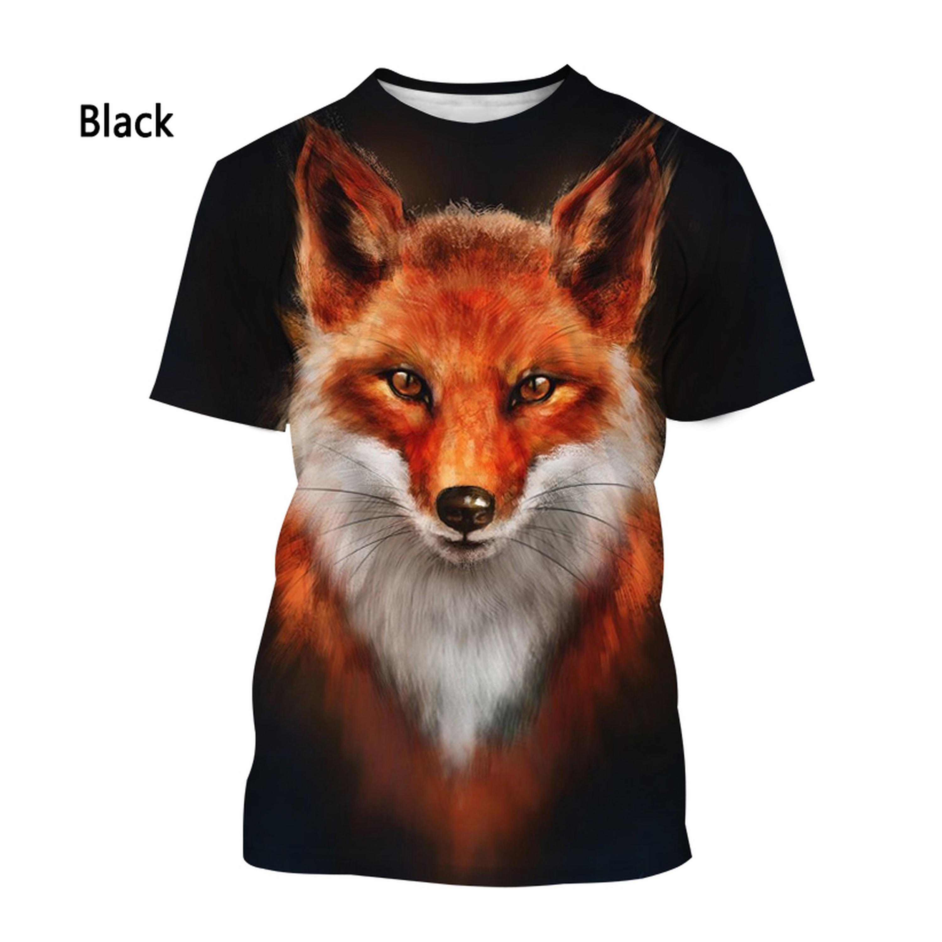 

2024 Модная футболка с 3D-принтом Футболка с изображением лисы для мужчин Повседневная футболка Дышащая мягкая и удобная футболка 2XL