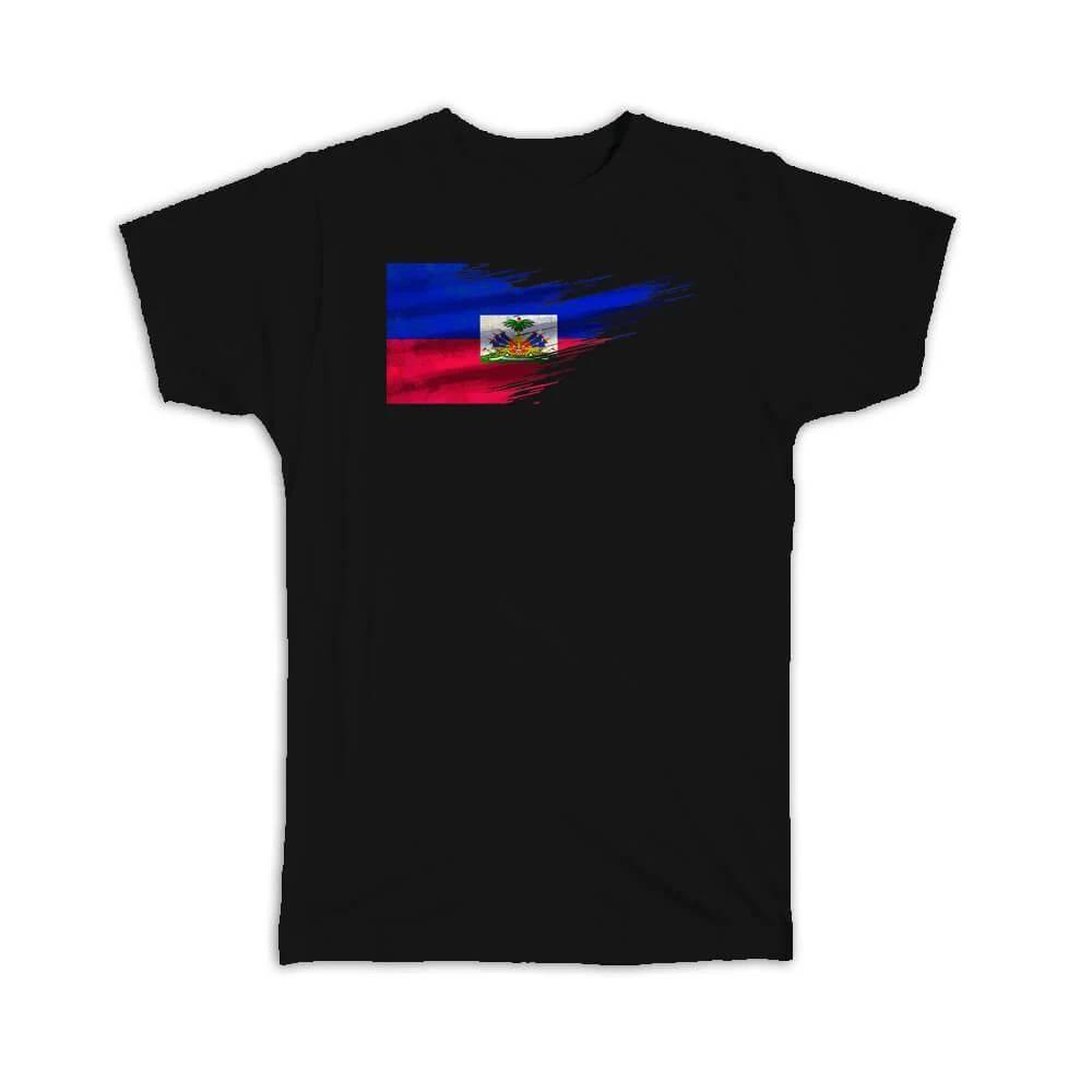 Gift T-Shirt : Haiti Flag Modern Country Expat L