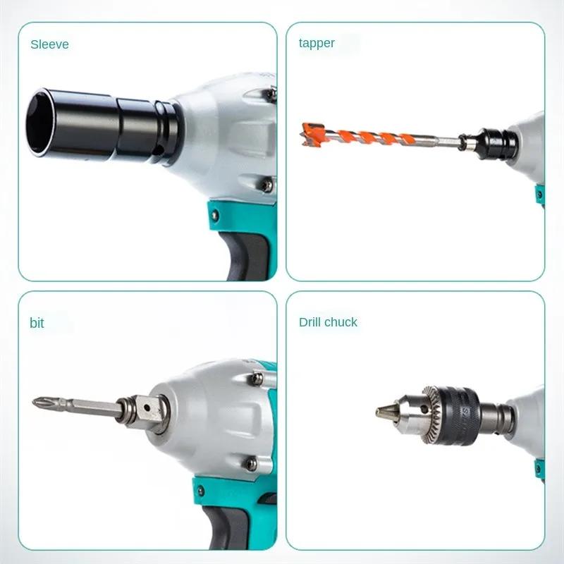 Accessori Albero Chiave a Impulsi Elettrica Senza Spazzole 18V Per Bussole Punte Trapano Foro Singolo Doppio Uso Adattatore Parti Utensili Elettrici