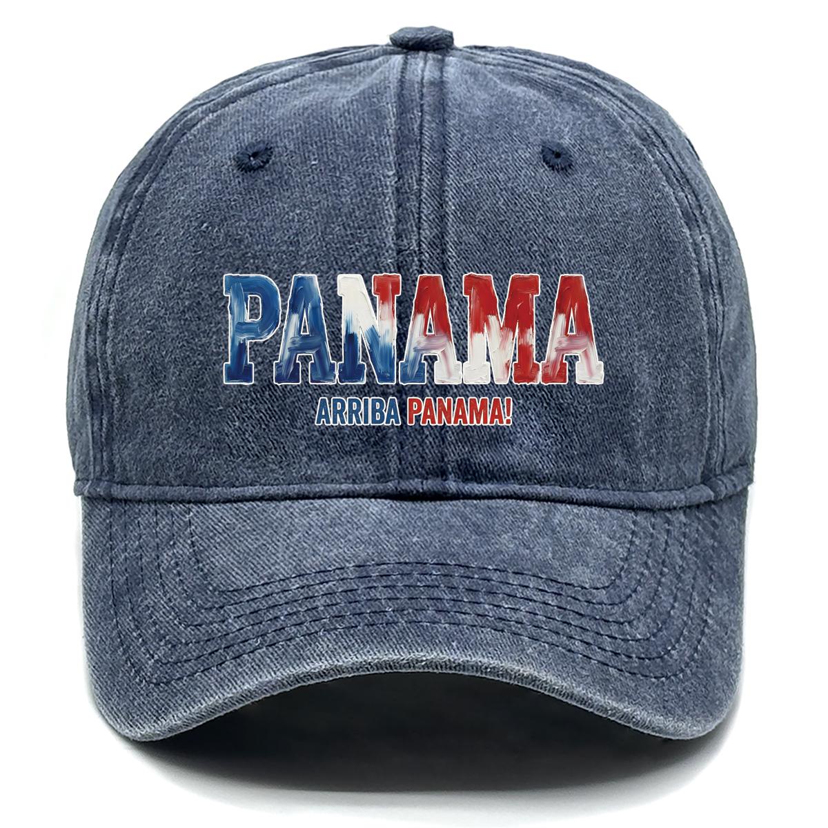 

PANAMA ARRIBA PANAMA Flag Printed Sun Hat , Adjustable Snapback Baseball Cap Curved Brim Hip Hop Vintage Non-Stretch Fabric Sun Hat as the picture темно-синий