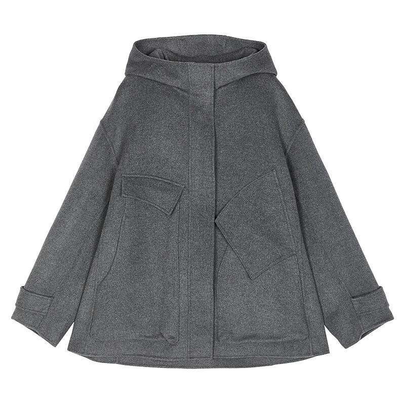 JNBY 2025 Winter Loose Hooded Wool Coat