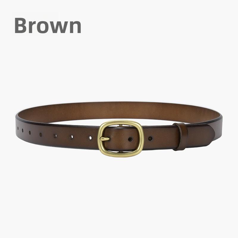 

Women s genuine leather belt - single layer, full grain cowhide, vintage fashion, versatile, d-ring buckle 105cm
