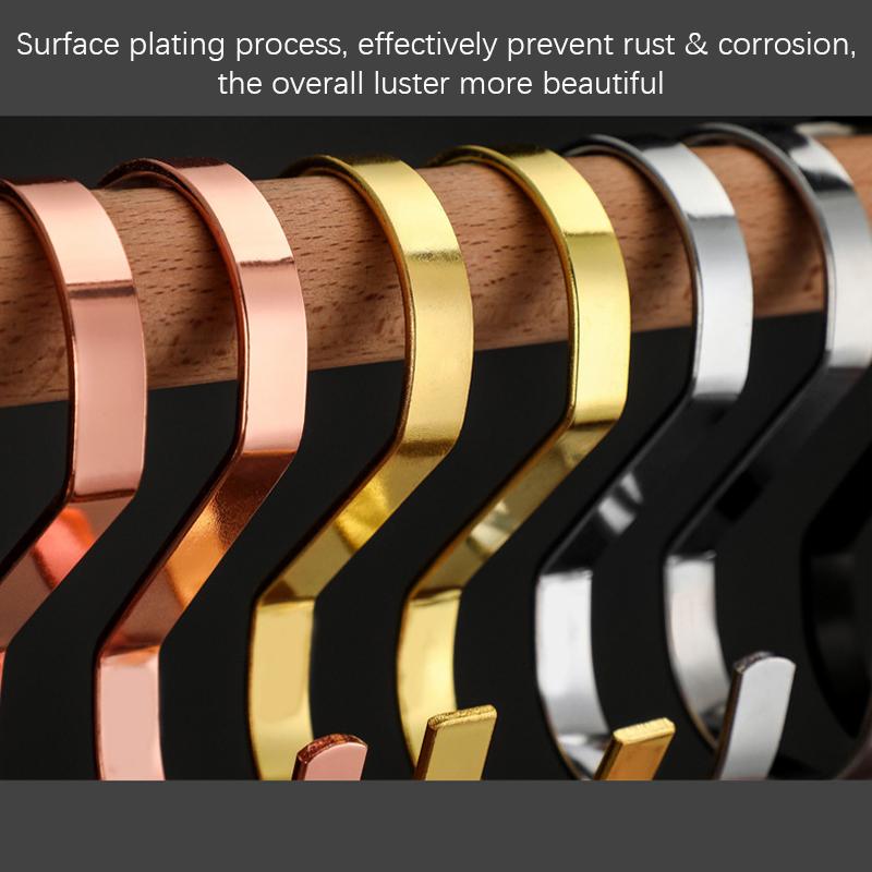 10/20/30pcs Stainless Steel Hanging Hooks,Gold Clothes Hanger S Hooks for Caps Bags,Multi-function S Ring for Kitchen Bathroom