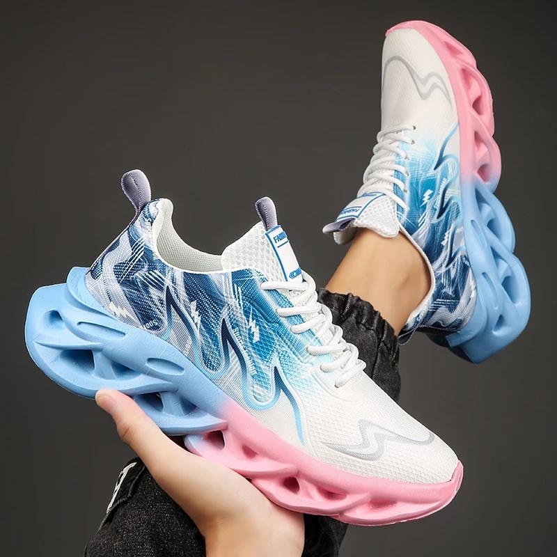 Men's Casual Sports Shoes Breathable Lightweight Flame Print Sports Shoes Summer Outdoor Tennis Running Hiking Shoes for Men