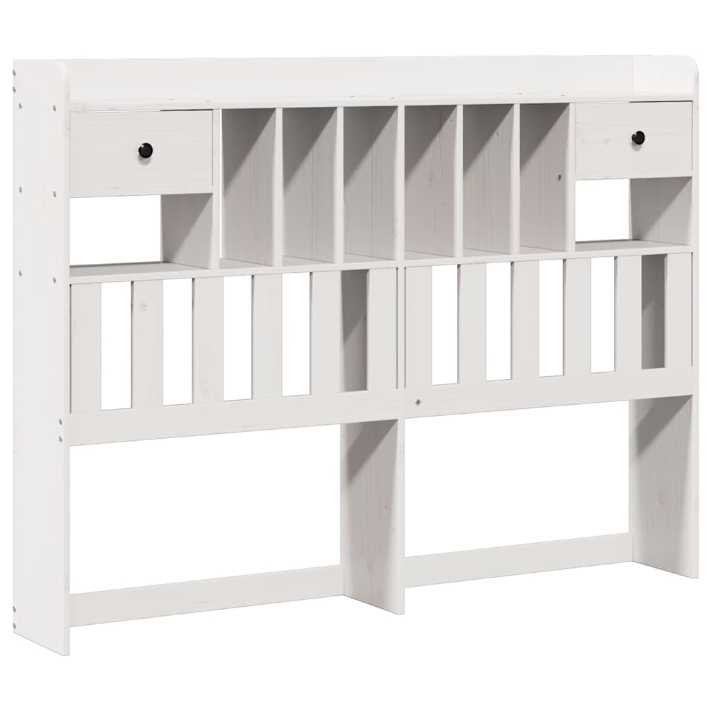 Solid Wood Bed with Shelf Without Mattress White 160 x 200 cm Pine