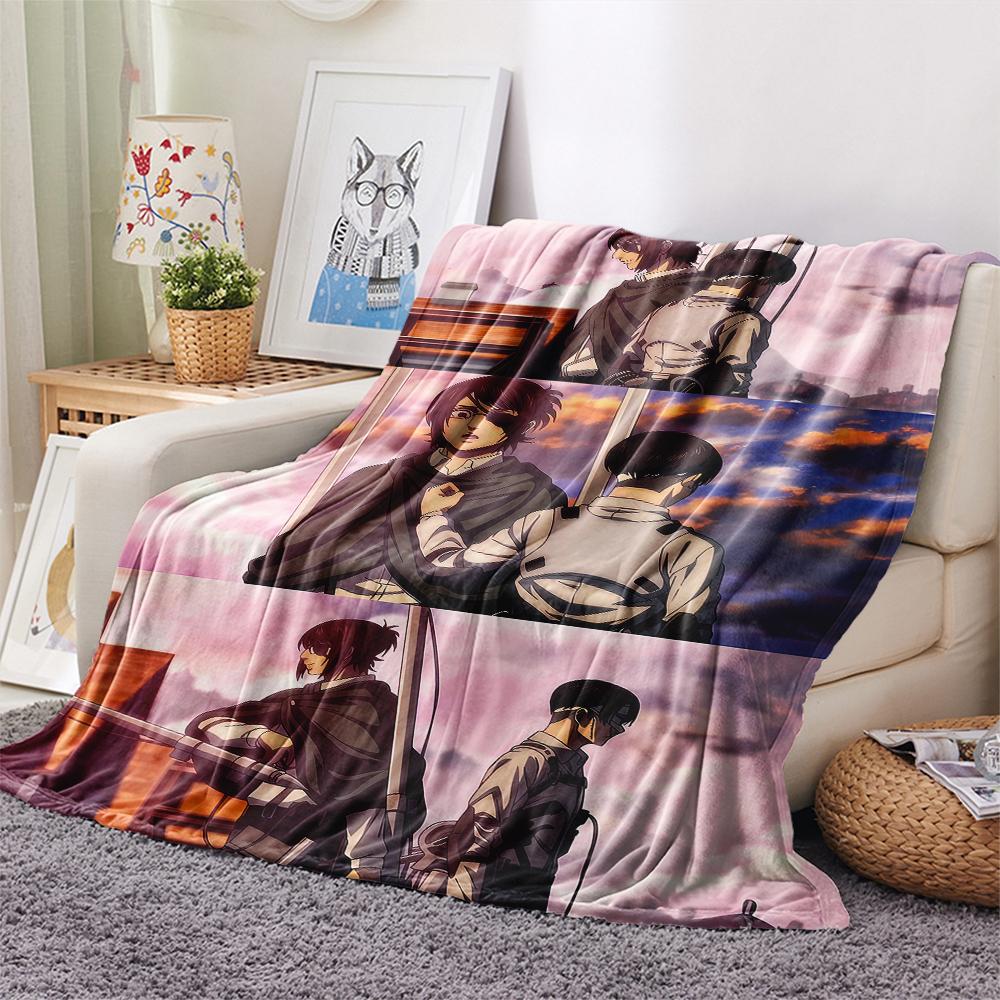 1PC Attack on Titan Print Flannel Blanket, High quality All Seasons, Home Decor, Warmth and Comfort, Perfect for Christmas Gifts