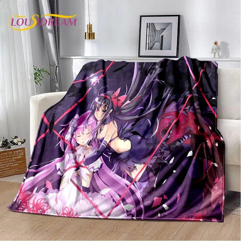 3D süße Puella Magi Madoka Magica Cartoon-Decke, weiche Überwurfdecke für Zuhause, Schlafzimmer, Bett, Sofa, Picknick, Reise, Decke für Kinder